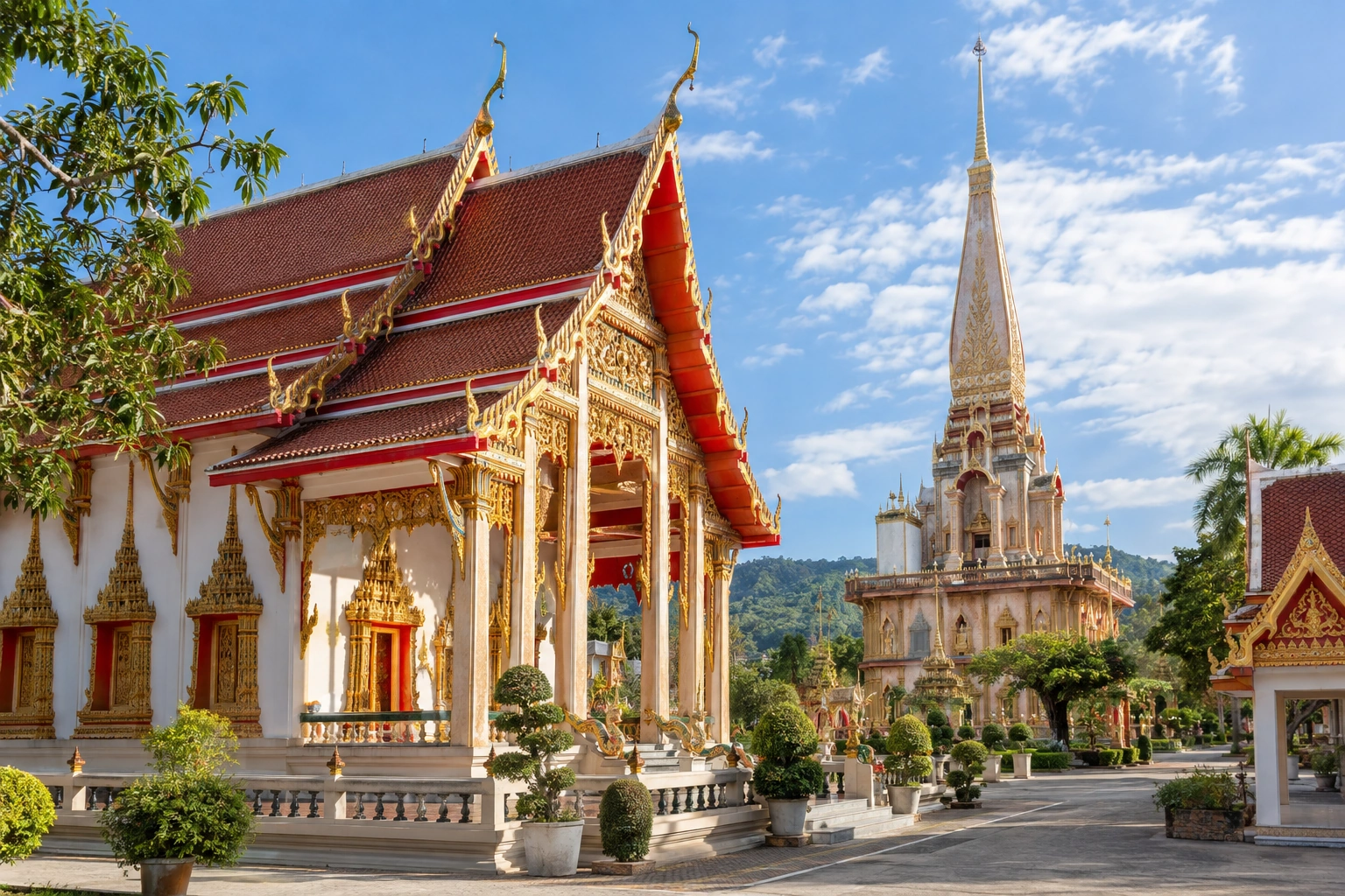 Illustrative catalog artwork of Wat Chalong in Phuket