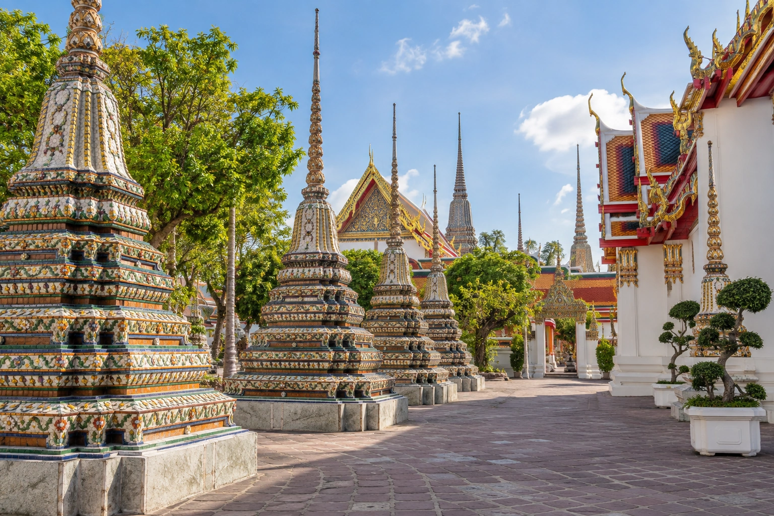 Illustrative catalog artwork of Wat Pho in Bangkok